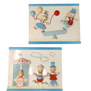 Vtg Set of 2 IRMI Originals Nursery Plastics Fun Park Themed Wooden Wall Hanging